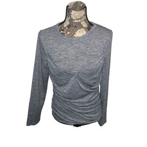 EXPRESS Gray Long Sleeve Faux Wrap Top size large NWT